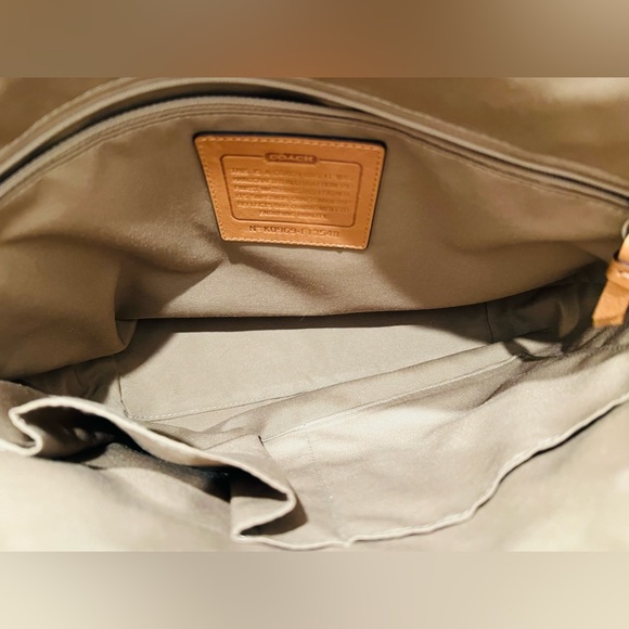 COACH - LIKE NEW!! Signature Monogram Brown/Khaki & Yellow Stripe Tote Bag - Picture 6 of 10